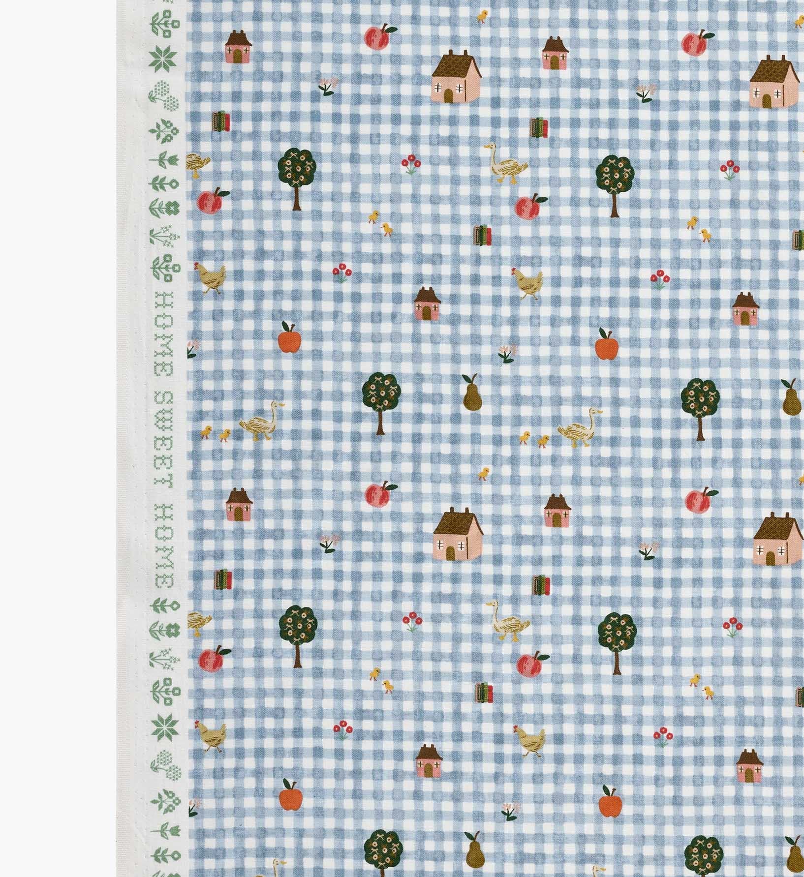 Farmhouse Gingham Cotton Fabric - Blue