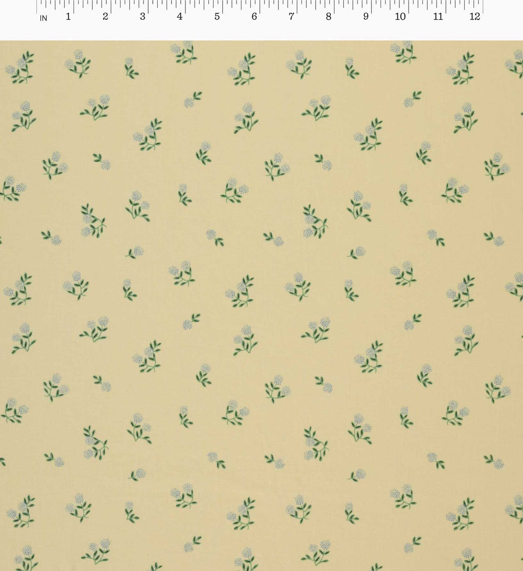 Ditsy Hydrangea Cotton Fabric - Butter