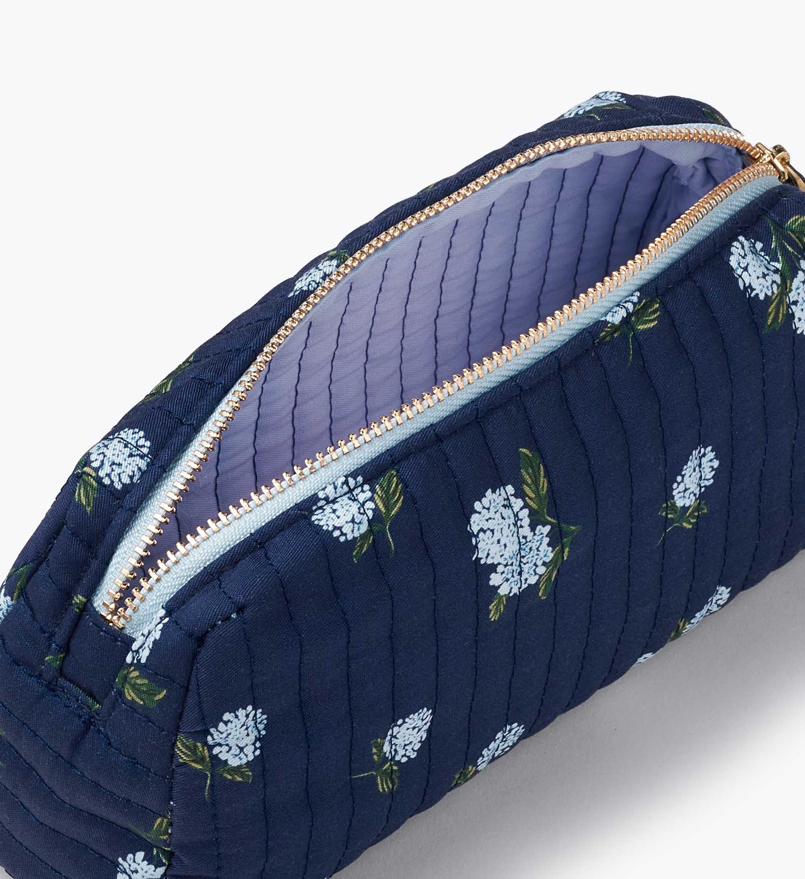 Quilted Small Cosmetic Pouch - Ditsy Hydrangea