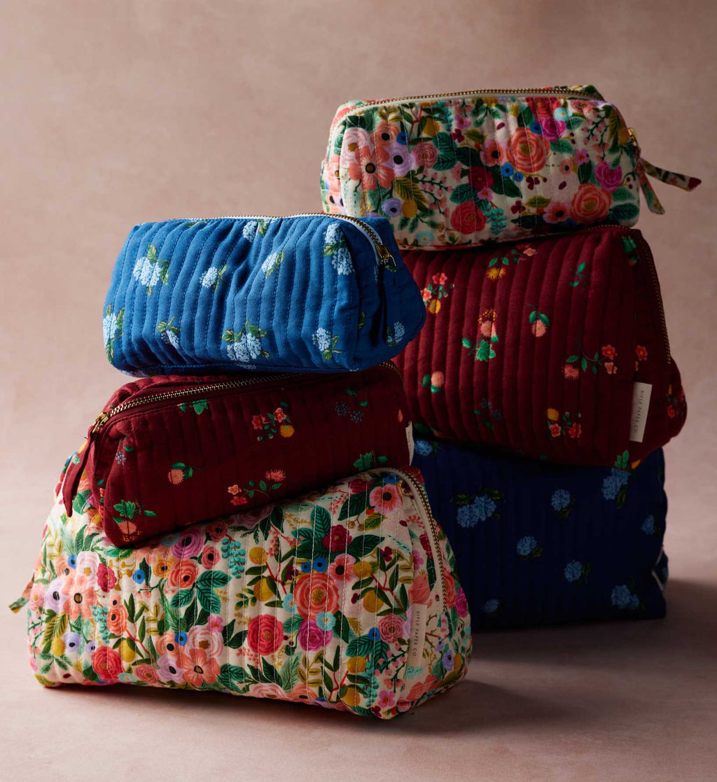 Quilted Small Cosmetic Pouch - Ditsy Hydrangea