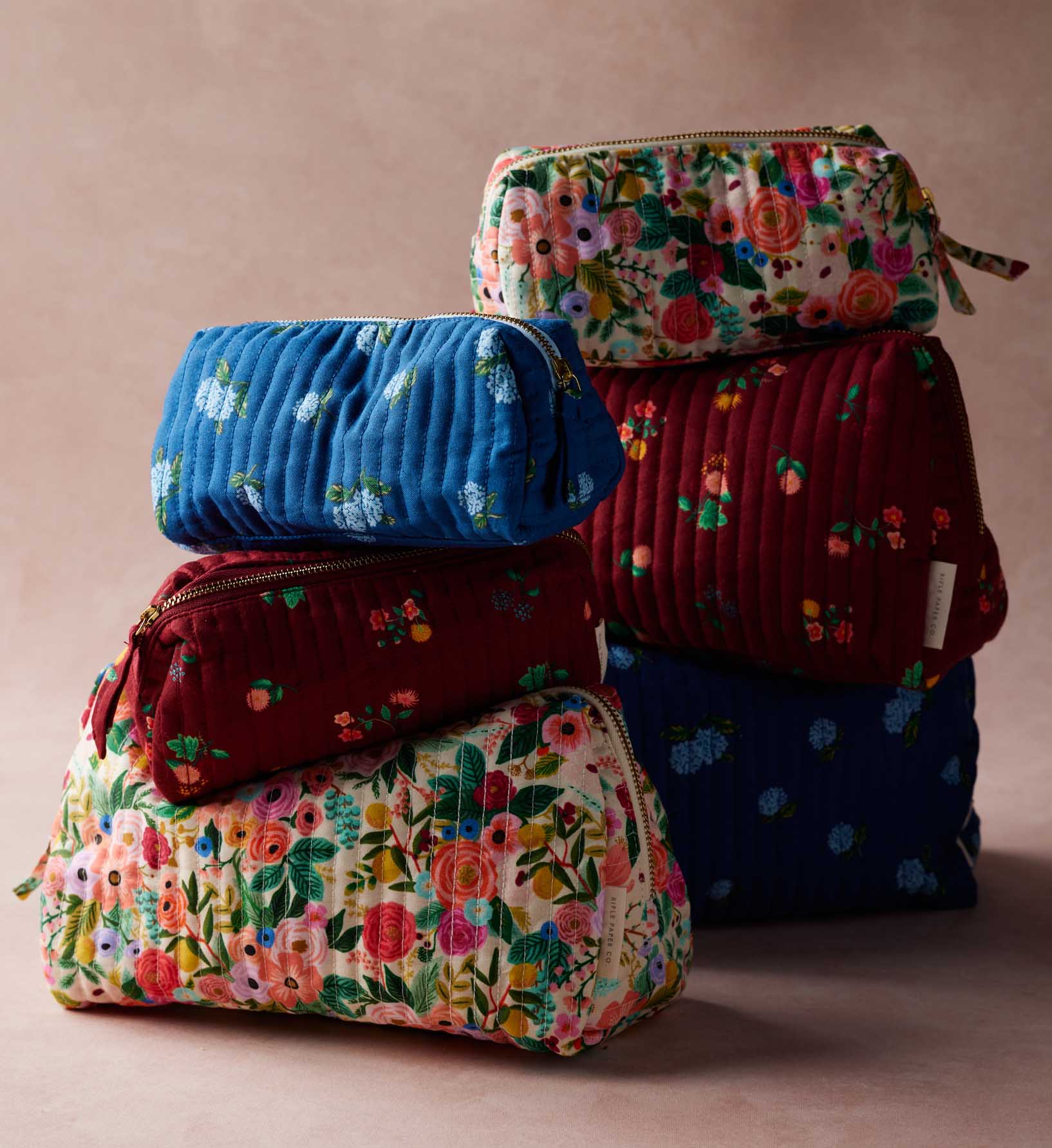 Quilted Small Cosmetic Pouch - Ditsy Hydrangea